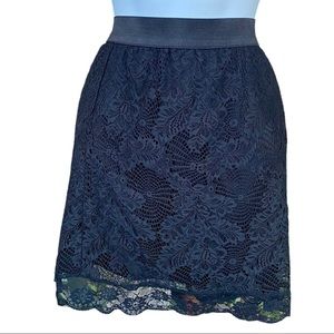 Paper + Tee Black Floral Lace High Waisted Skirt